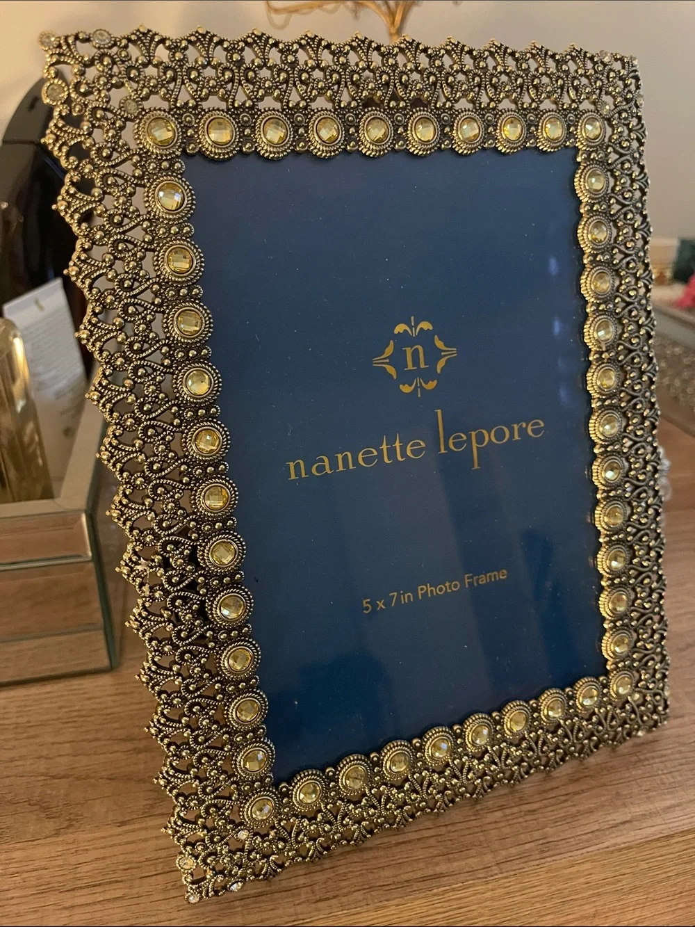 Nanette Lepore Ornate Gold Beaded Photo Frame. 5X7